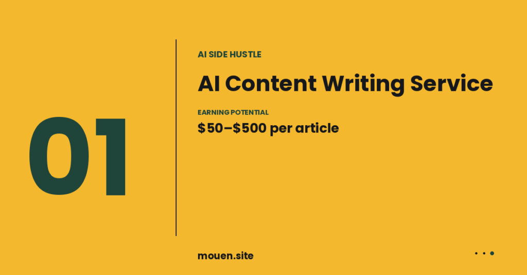 AI content writing service side hustle - earn $50 to $500 per article using ChatGPT