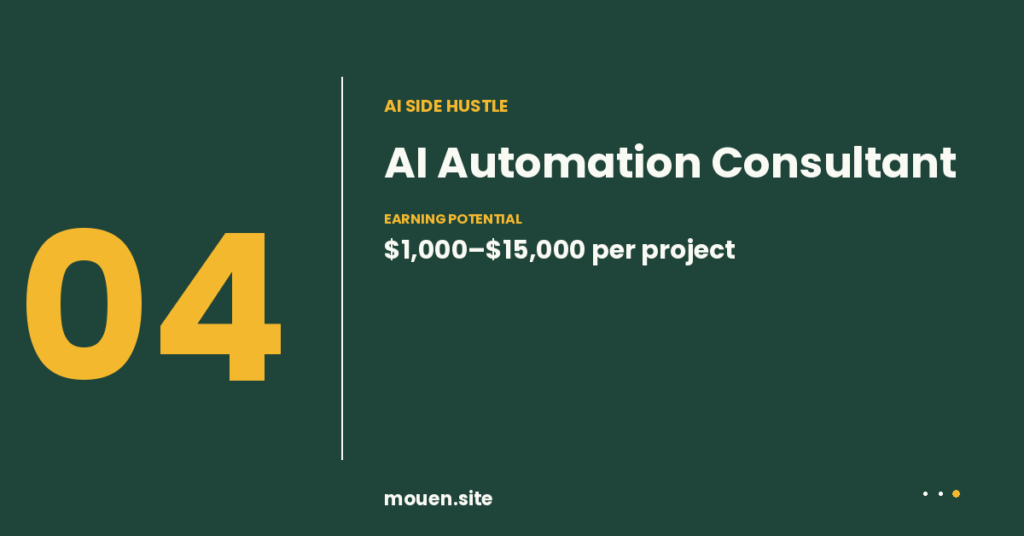 AI automation consultant side hustle - earn $1000 to $15000 per project using Make and Zapier