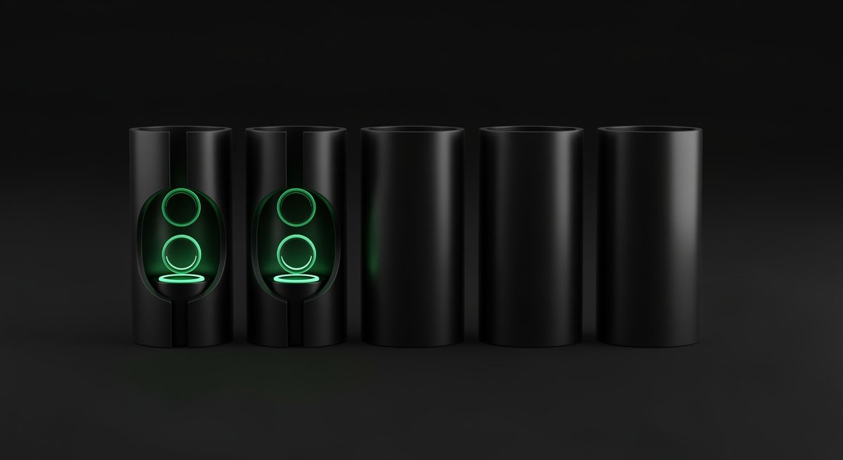 Three transparent containers beside three opaque ones