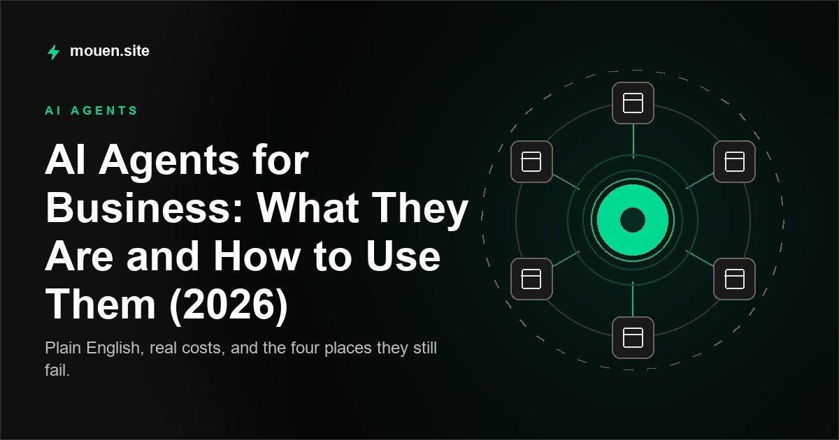 Diagram of an AI agent hub connected to six business apps