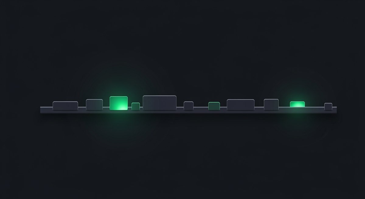 Irregular short blocks of time scattered across a timeline