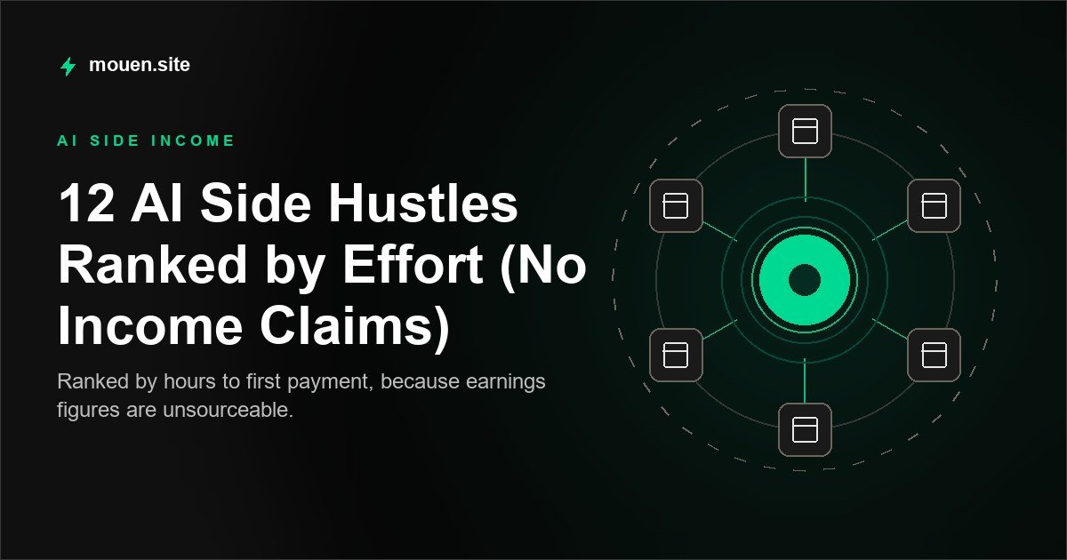 12 AI Side Hustles Ranked by Effort (No Income Claims)