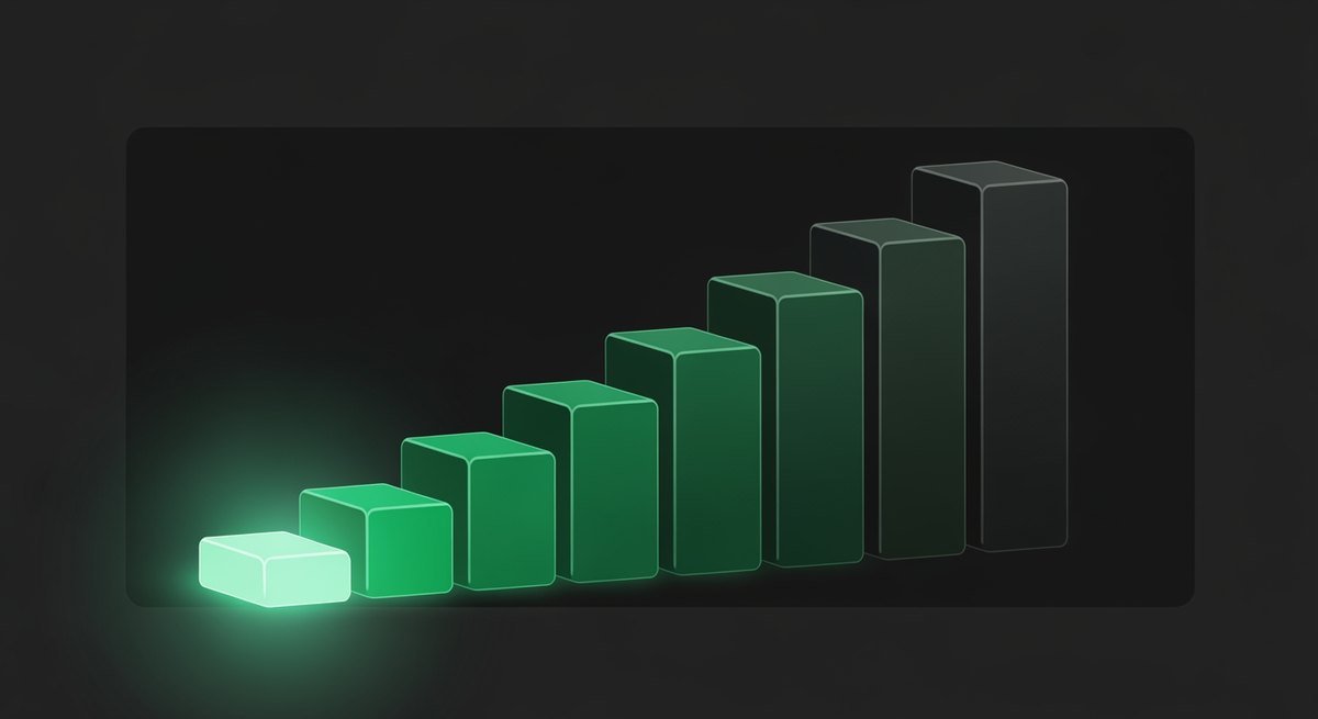 Ascending steps of increasing height representing effort to first payment
