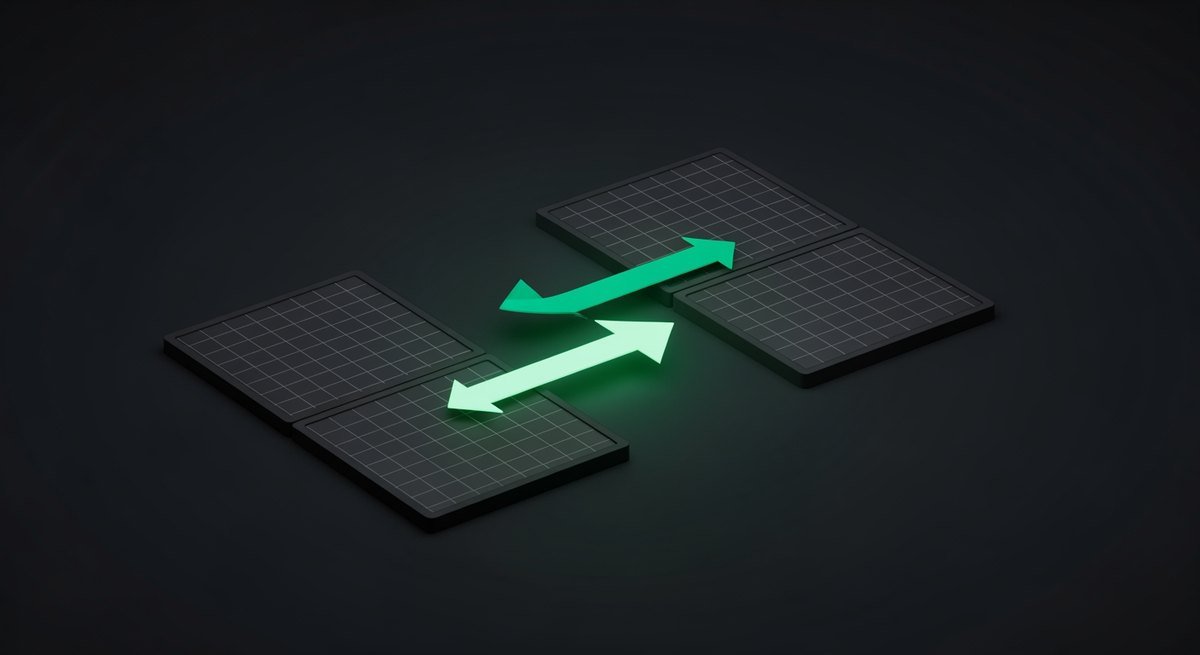 Two calendar grids linked by bidirectional arrows