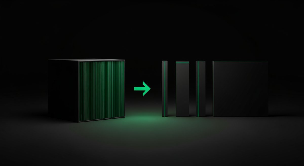 A dense block resolving into separate structured fields