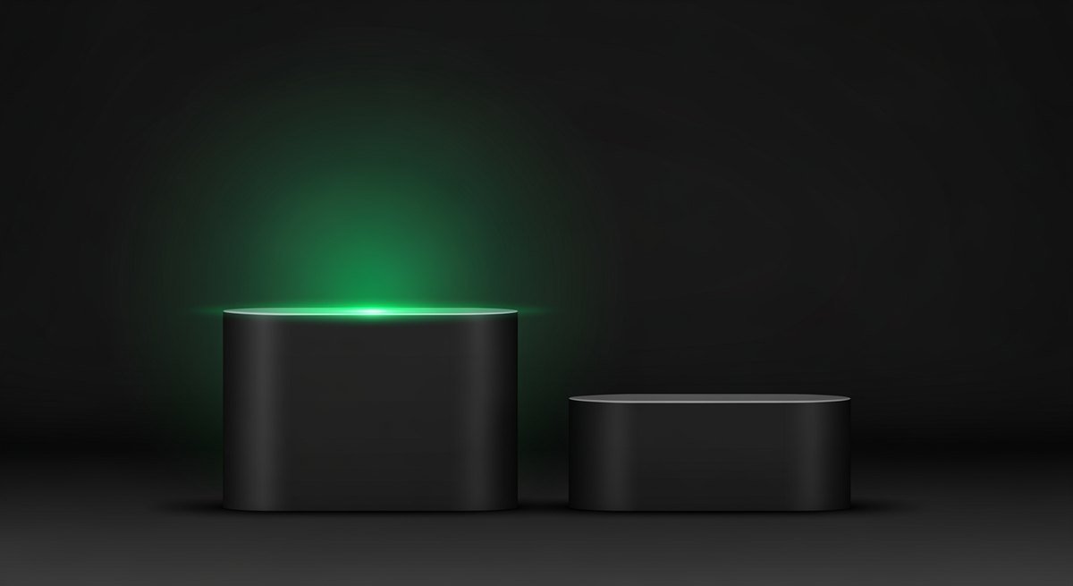 A tall lit stone platform standing apart from a much shorter dark one, showing the gap between what leaders assume about AI and what staff actually use